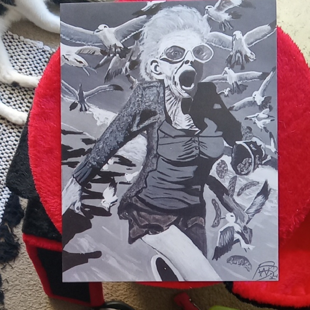 Lunch At The Beach PVC Print. Modern Black and White Art.